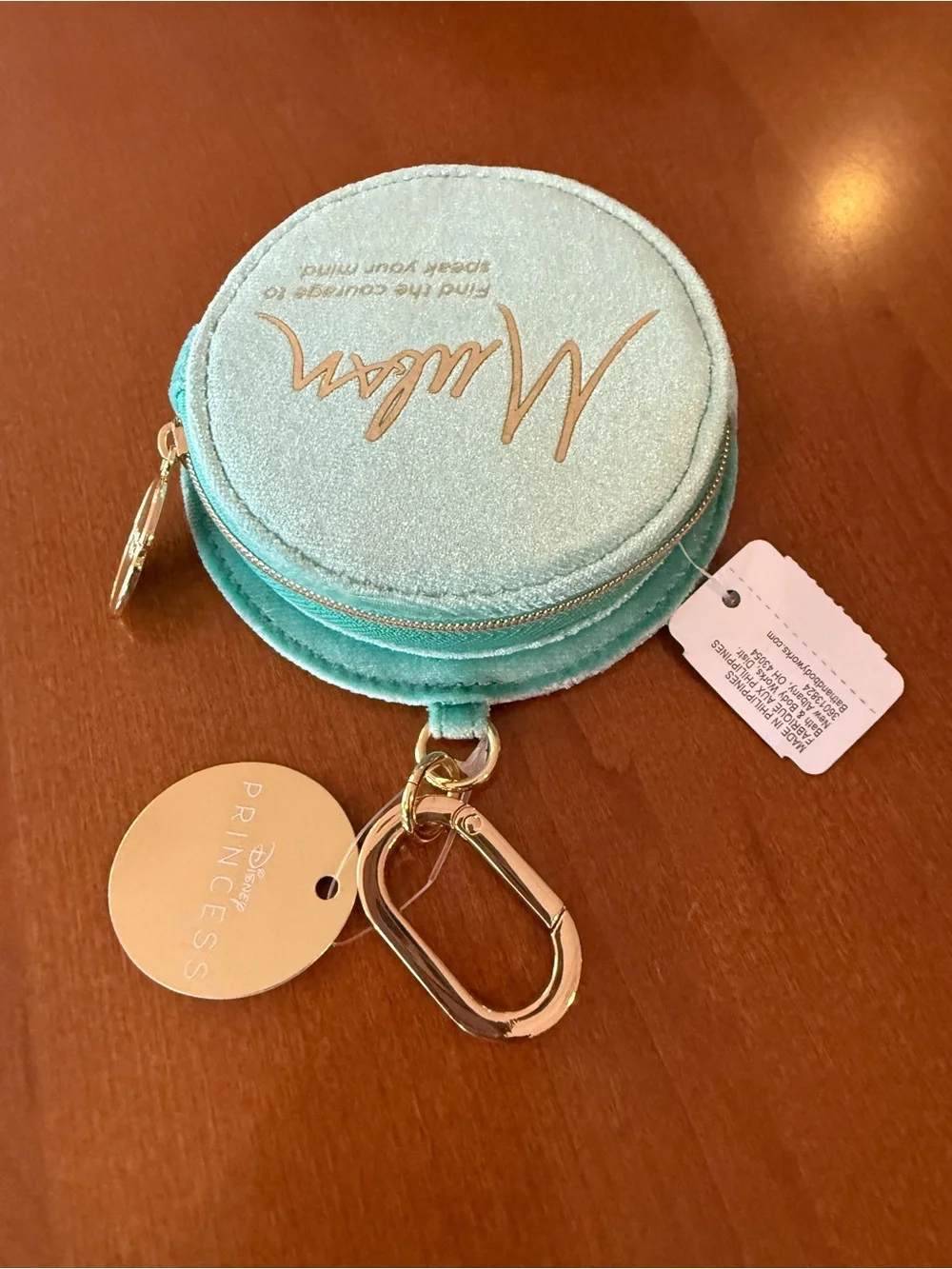 Bath & Body Works Mulan Mint Green Velvet Key & Card Holder with Gold Hardware